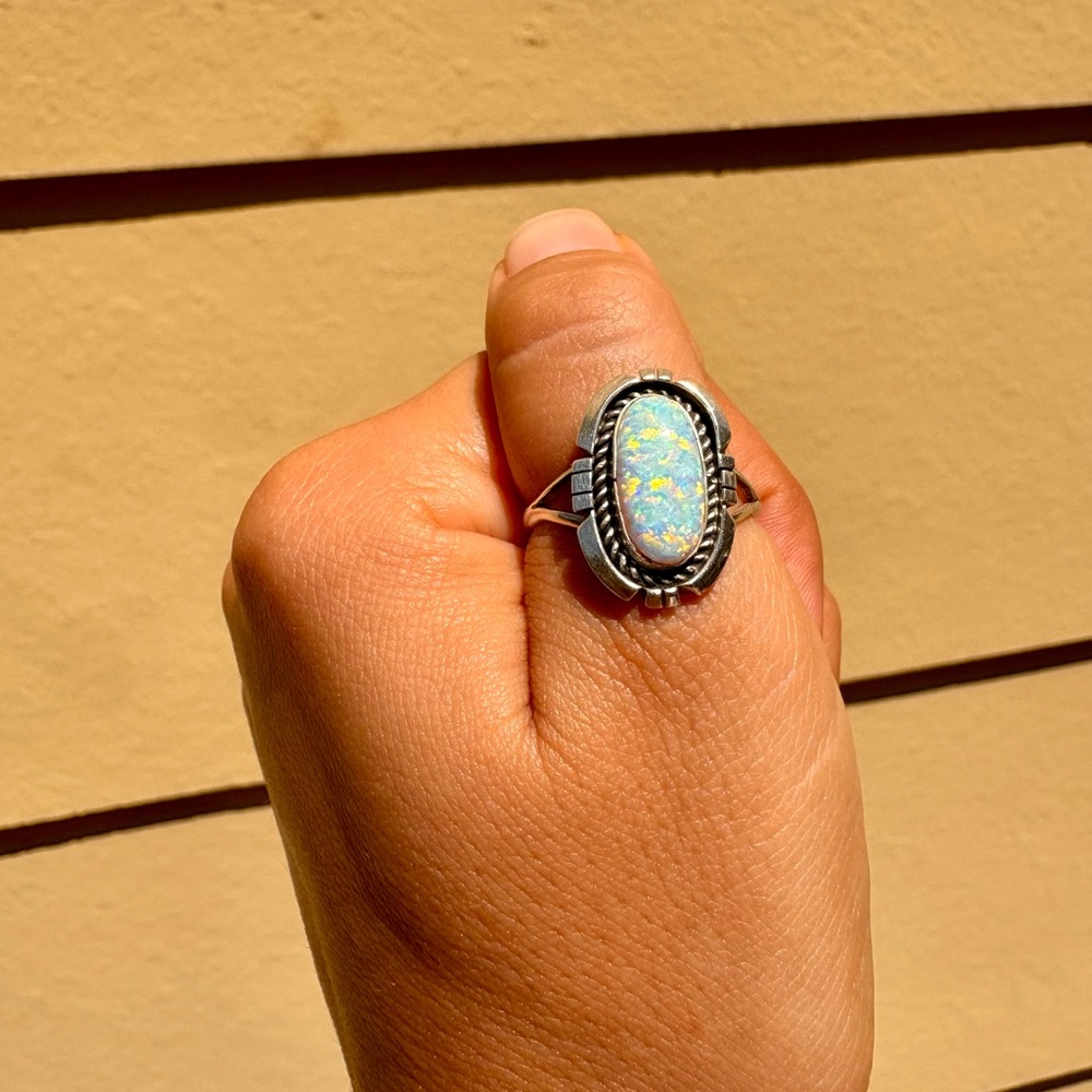 Elegant Silver Opal Ring